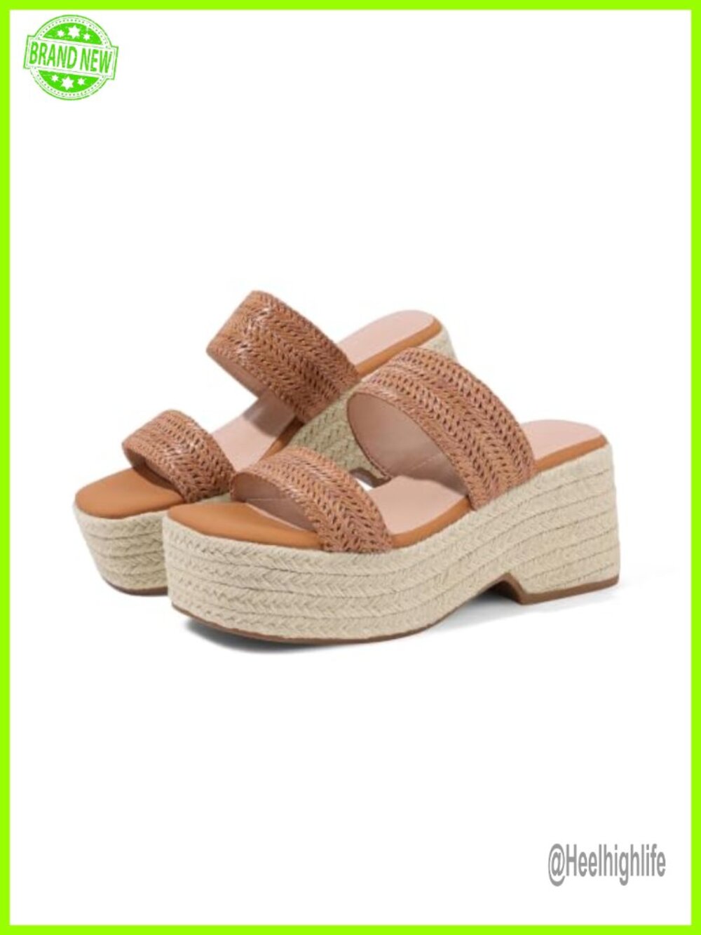 Woven Raffia Platform Wedge Sandals, Espadrille Style, Slip On Flatform Slides,